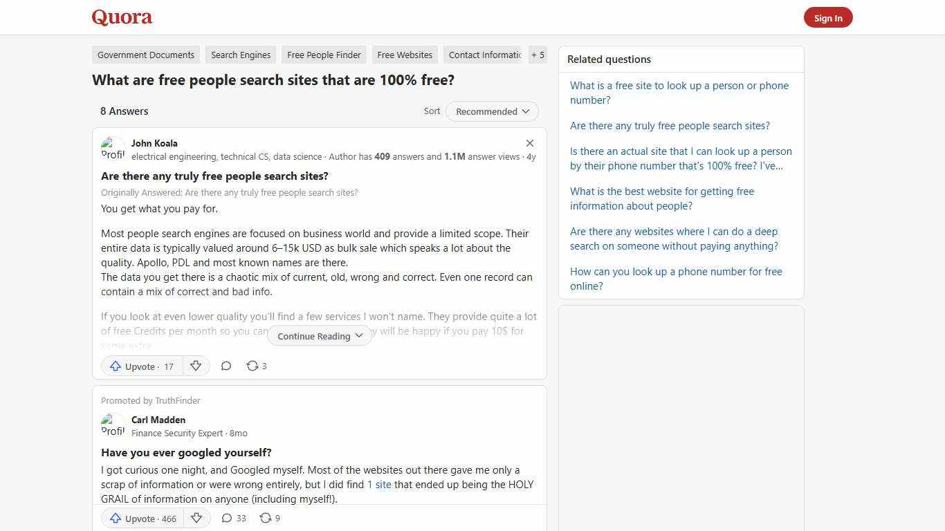 What are free people search sites that are 100% free? - Quora